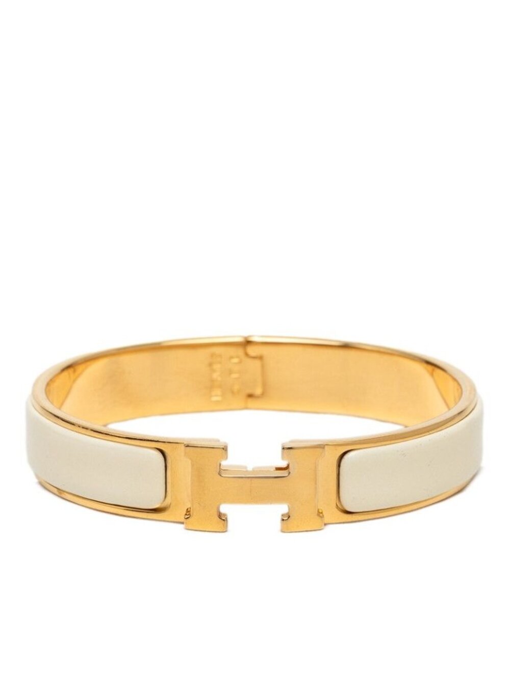 Hermes Click PM Bracelet Bangle Gold Ivory Plated